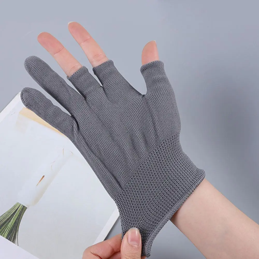 1Pair Summer Ultra-Thin Nylon Gloves Show Two or Three Fingers Tea Picking Gloves Fishing Working Fingerless