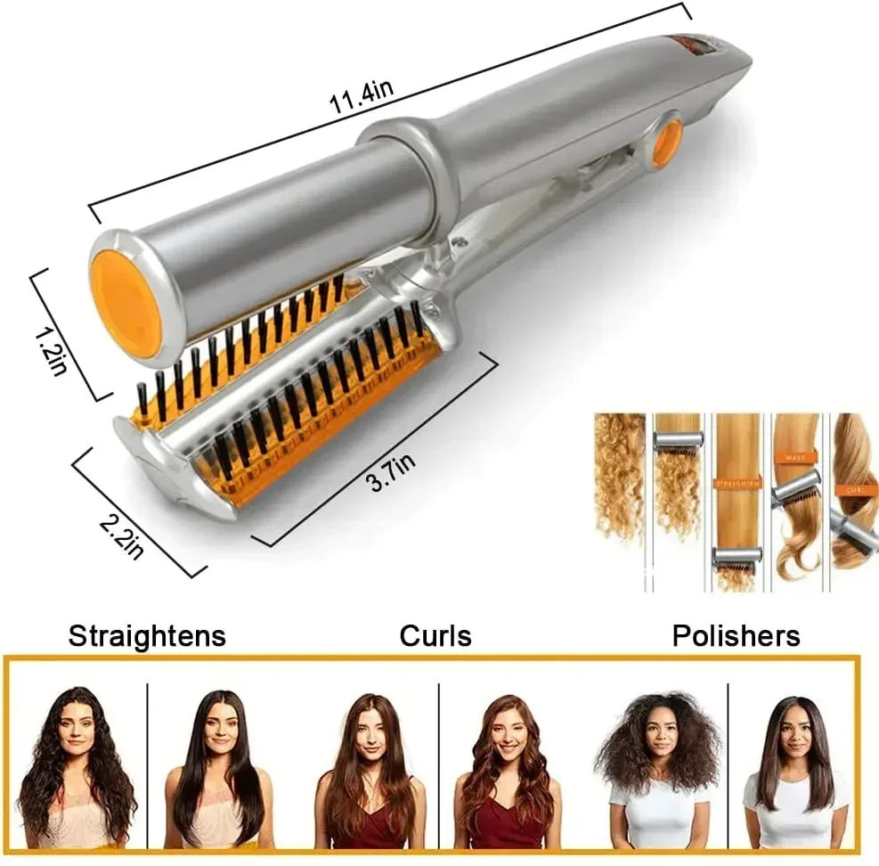 Professional Hair Curler Straighter Rotating Hair Brush 2 In 1 hair straightener hair curler hair iron