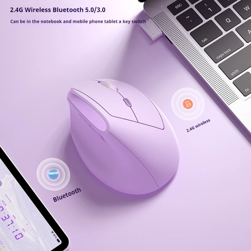 Bow Vertical Mouse Dual Mode Wireless Bluetooth Universal Ergonomic Anti Slip