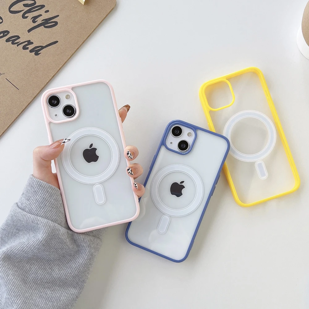 Fashion For Magsafe Magnetic Wireless Charging Phone Case for iPhone 14 13 12 11 Pro Max Plus XS XR Shockproof Transparent Cover - Image 2