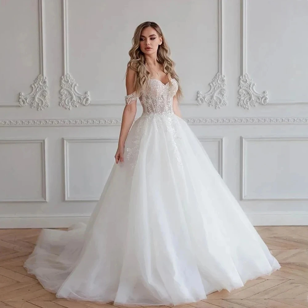 

Glamorous Wedding Dresses Sweetheart Bridal Gowns Lace Appliques A-Line Robes Off The Shoulder Simple Vestidos De Novia 2024