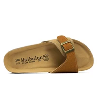 Summer Cork Slippers Men Beach Slides Shoes Woman Flat Low Heels Sandals Casual Flip Flops Cozy Nubuck Leather Clog Shoes Couple