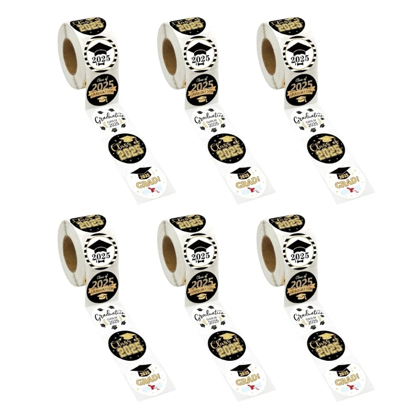6Pcs Graduations Caps Adhesive Sticker Use On Gift Album and More Long Colorful K2WE