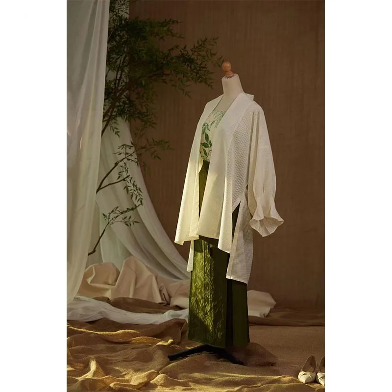 Original Song-made Three-fold Culottes Daily Commuter Hanfu Dress Women's Summer Style Han Element Wide-leg Pants