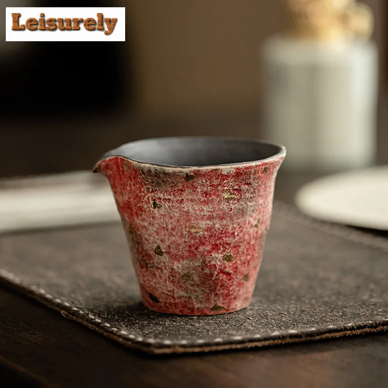 120ml Handmade Point Gold Rock Mine Tea Pitcher Painted Pottery Tea-separating Sharing Pot Cha Hai Justice Cup Teaset Supplies