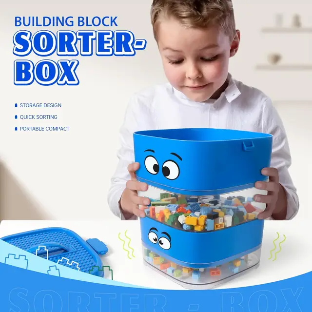 Building Blocks Sorter Sifter Box 4 Tray Constructor Storage 3