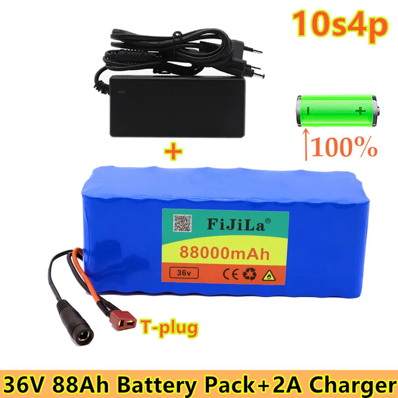 

36V battery 10S4P 88Ah battery pack 500W high power battery 42V 88000mAh Ebike electric bicycle BMS with T-plug +42v charger