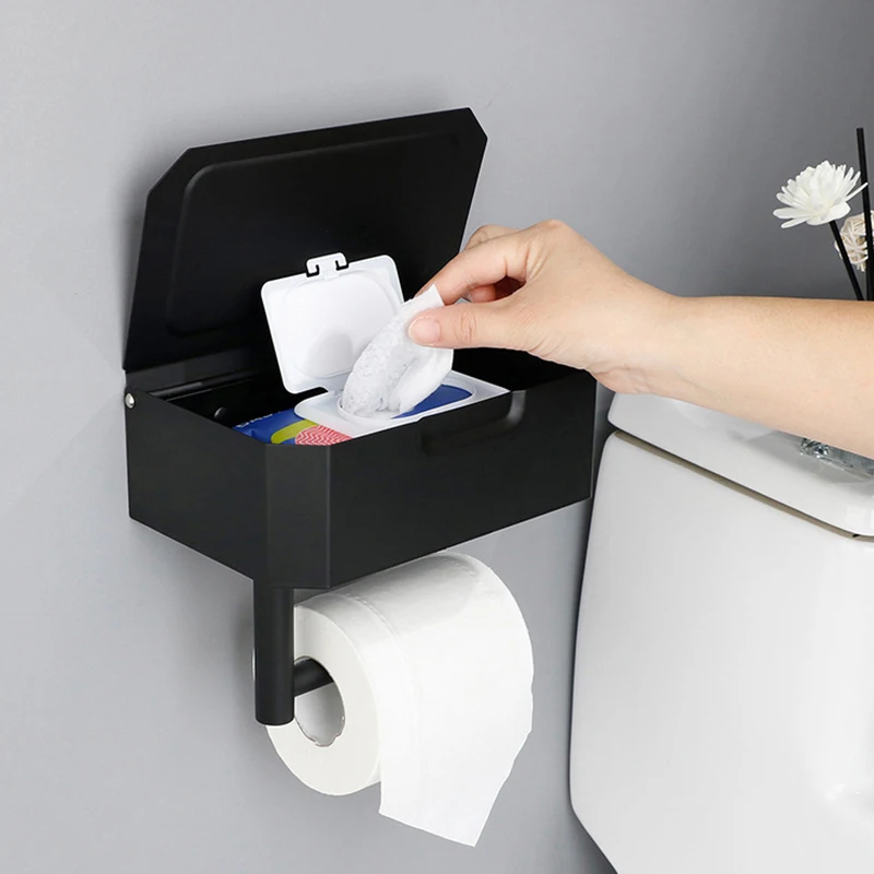 

Wall Mount Toilet Paper Holder Bathroom Tissue Accessories Rack Holders Self Adhesive Punch Free Kitchen Roll Paper Accessory