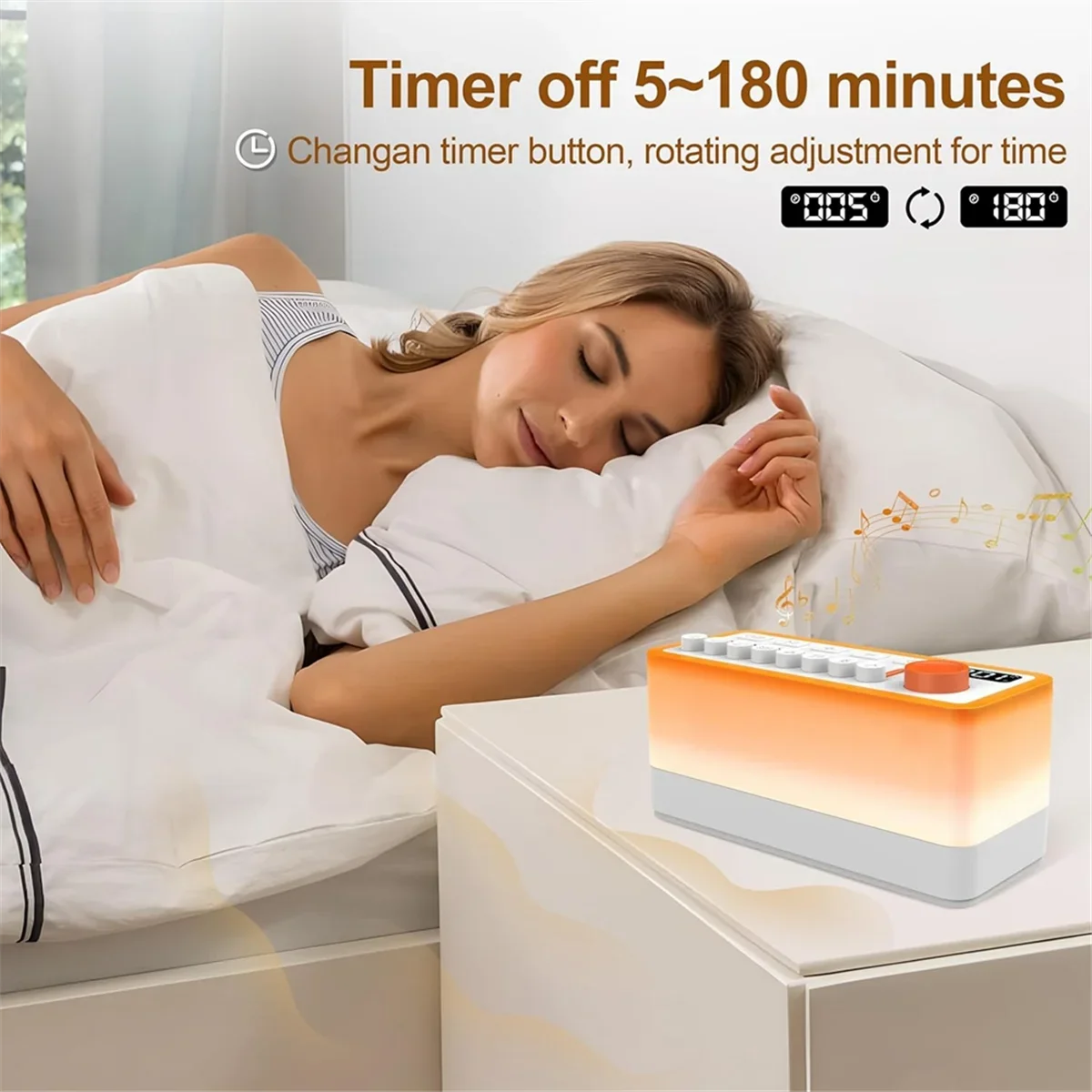 Multi-functional Type-C USB Charging Bedside Lamp Built-in Natural White Noise Wireless Bluetooth Portable Speaker Night Light