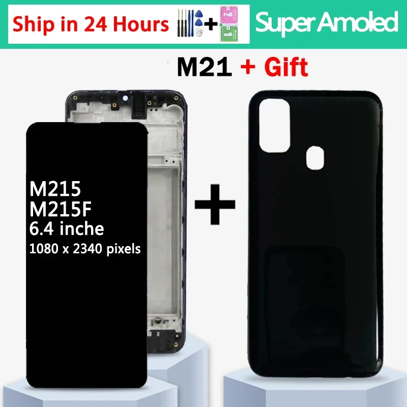 ЖК-дисплей Super AMOLED для Samsung M21 M215, сенсорный экран с дигитайзером в сборе, запчасти для дисплея M215F/M215F/DS M215F/DSN