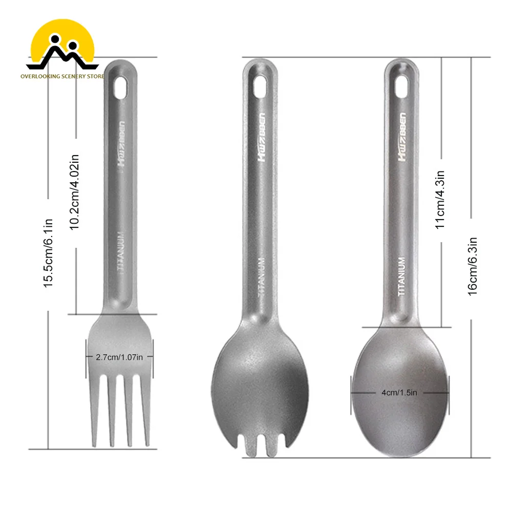 Titanium Tableware Ultralight Metal Long Handle Spoon Fork Camping Cutlery