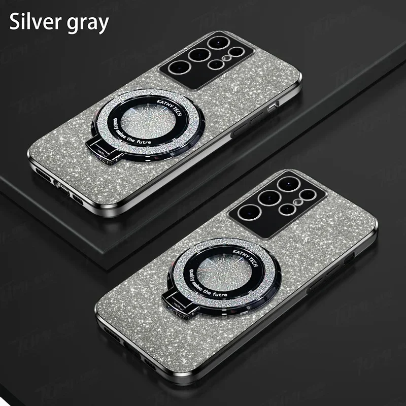 Glitter Plating Magnetic Phone Case with Silicone Cover