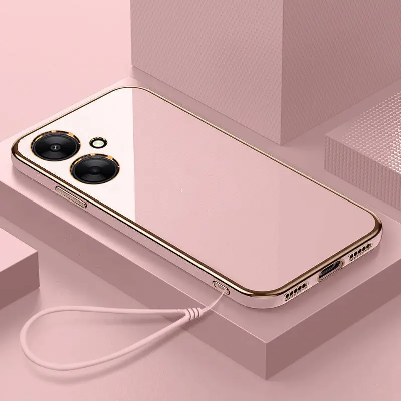 Luxury Square Curly Shockproof Bumper Case - Cute Soft Protective Cover