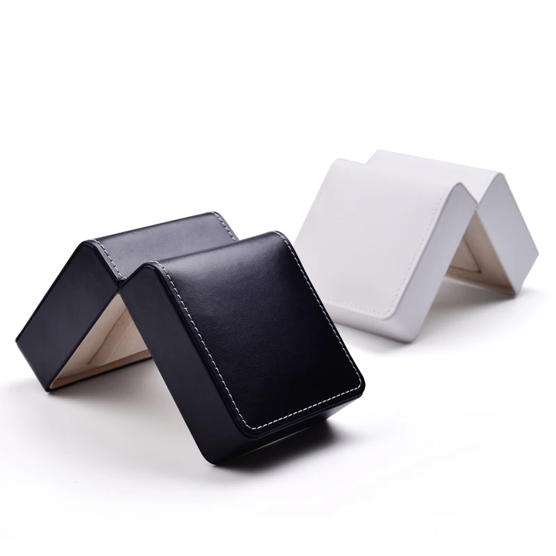 Oirlv Fashion PU Leather Wristwatch Display Case Organizer for Men and Women Black Single Watch Gift Box