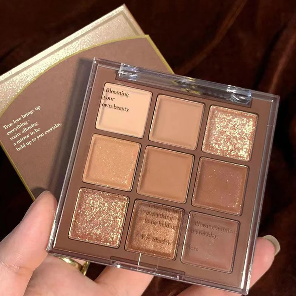 9 Colors Glitter Eyeshadow Palette Pearlescent Matte Earth Color Acrylic Eye Shadows Palette Waterproof Korean Makeup Cosmetics eye shadow,eye shadow plate