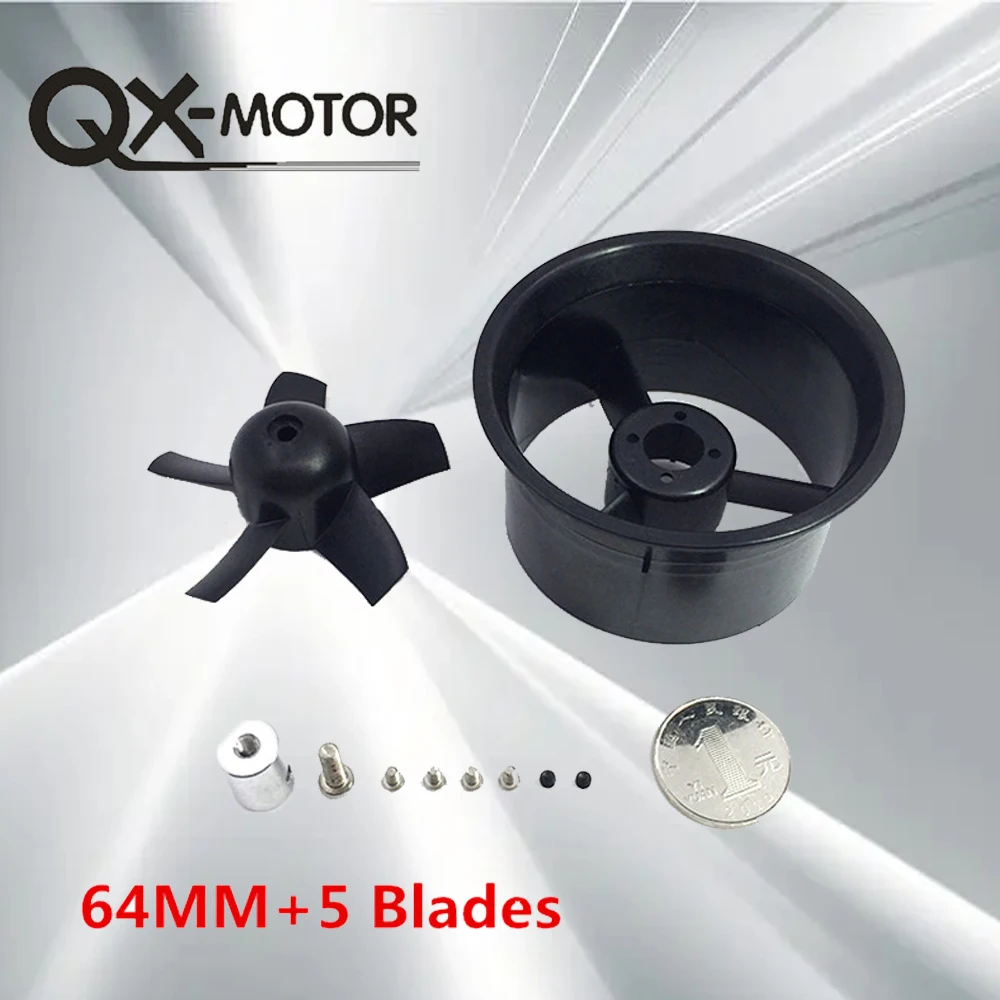 QX 모터 EDF 덕트 팬, RC 비행기용 모터 슈트 없음, 블레이드 5 개 포함, 64mm