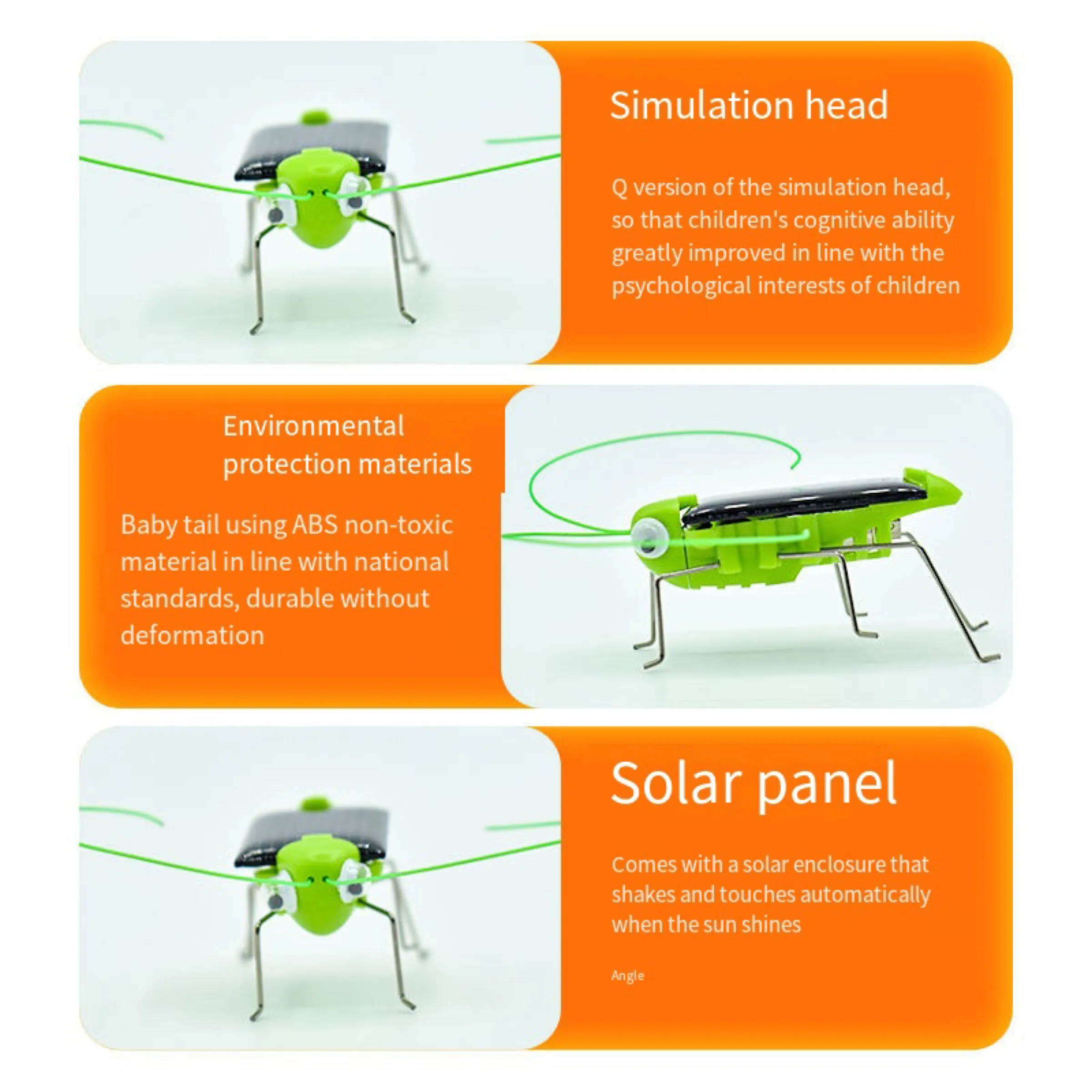 Solar Grasshopper Toy Puzzle Children Selected Gift Simulation Insect Gift Boys And Girls Science Education Funny Moving Toy Kid - Image 2