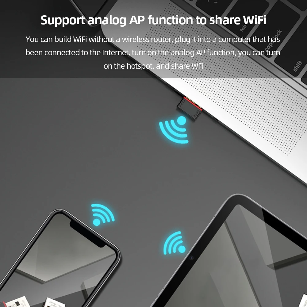 WiFi Adapter 286Mbps Wireless Network Card USB Network Adapter Driver Free AX Protocol High Speed USB for Desktop Computer