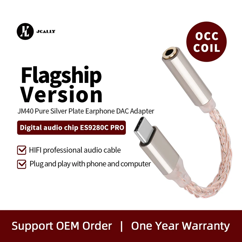 

JCALLY JM40 ES9280C PRO Type C to 3.5mm Audio Decoding DAC Adapter Headphone Adapter Cable