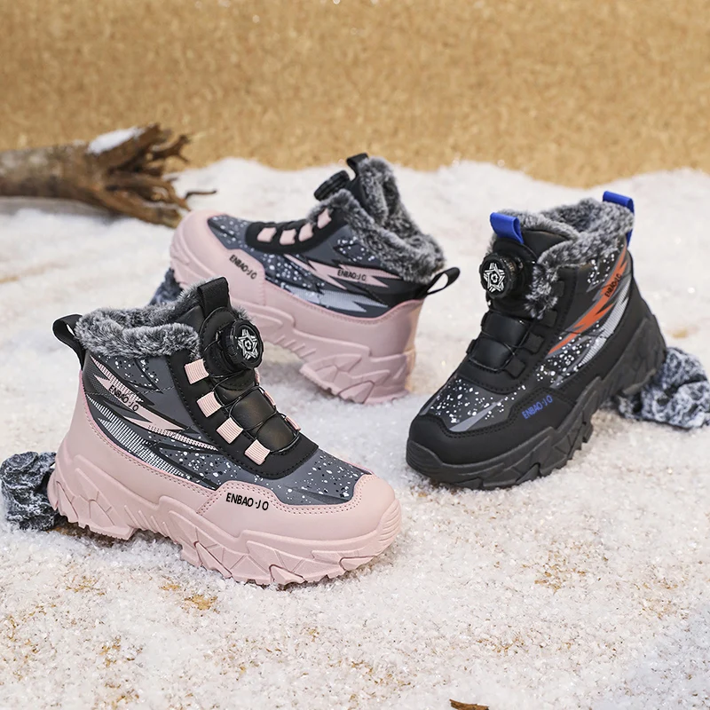 Neu Kinder Schnee Stiefel Trendy Alle-spiel Kid Winter Dicken Boden Baumwolle Schuh Mid Top Warme Mädchen_voghion.com