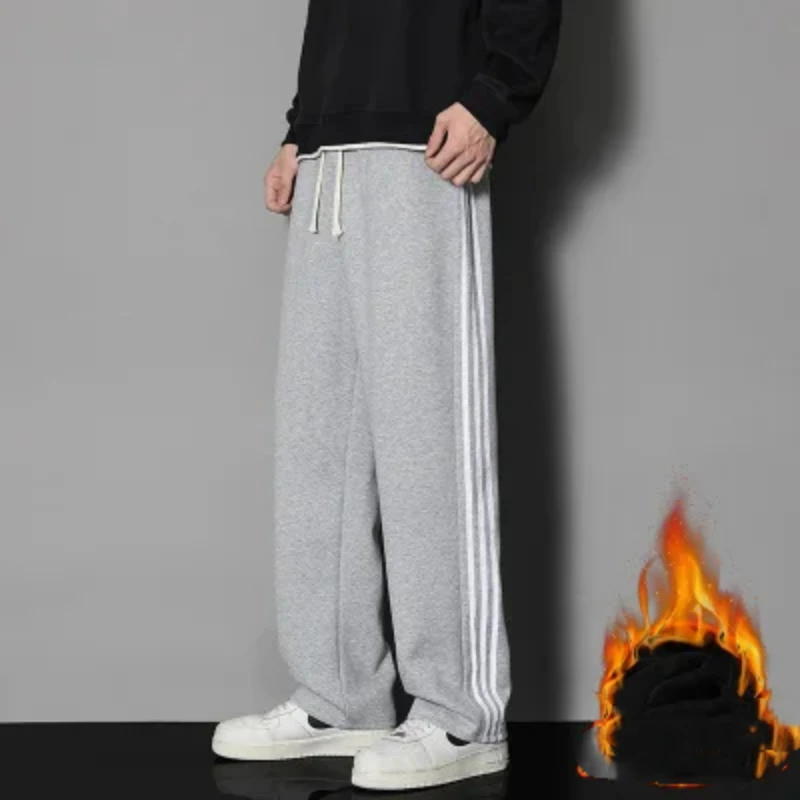 

Men's Clothing Autumn and Winter New Splicing Pockets Fashion Drawstring Simplicity Solid Color Versatile Striped Sports Pants