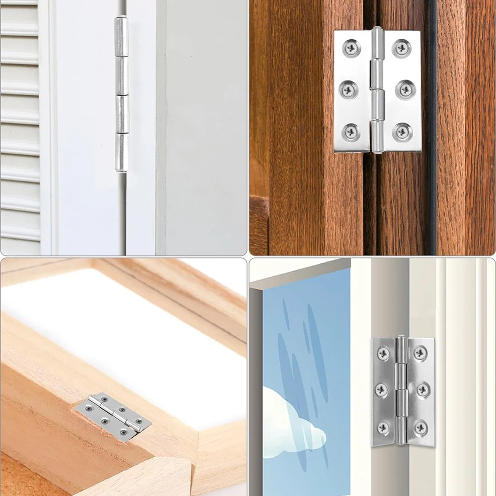 Stainless Steel Hinges 10Pcs Door Connector Drawer with 6 Mounting Holes for Furniture Bookcase Window Cabinet Door Fitting Door Hinges