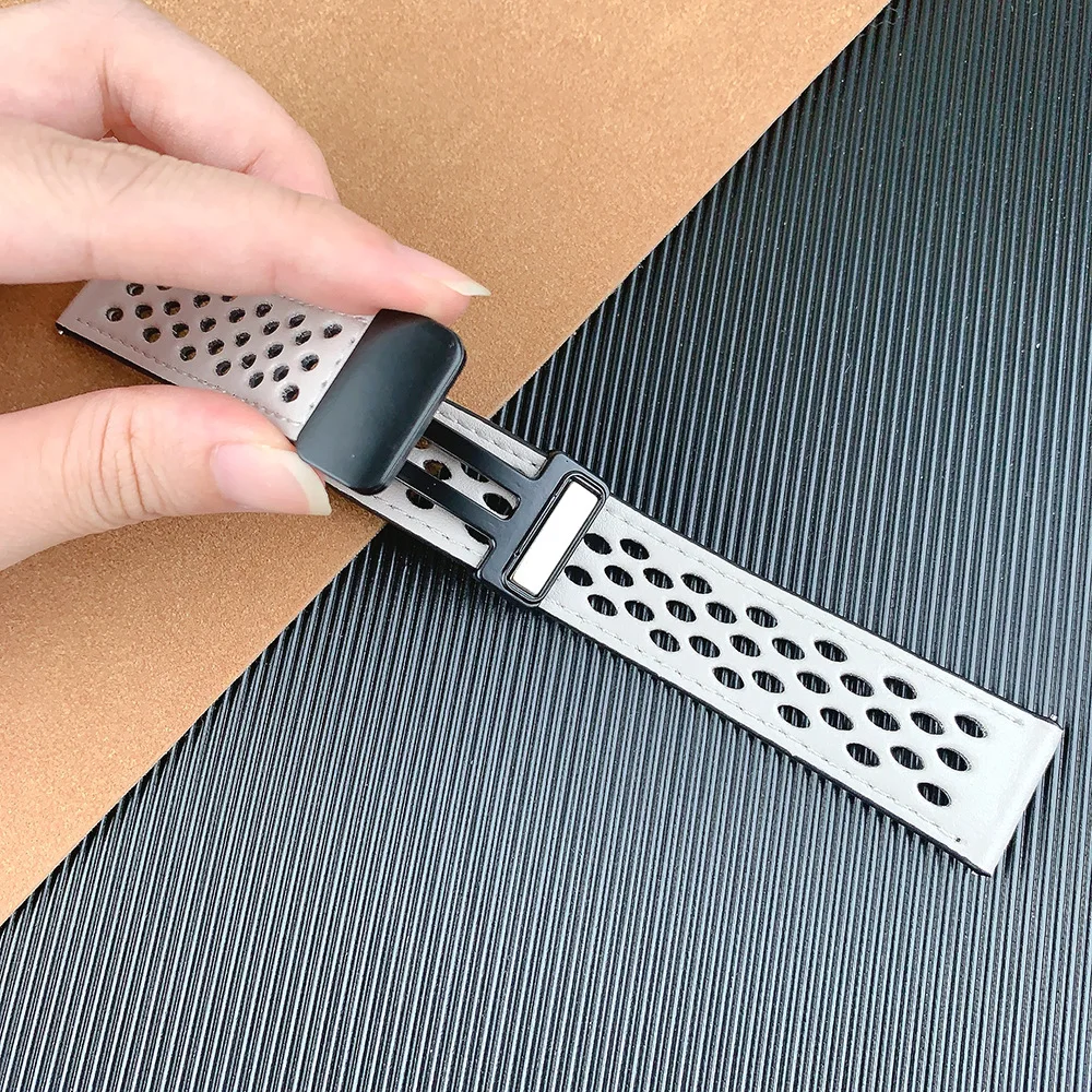 Premium Leather Magnetic Watch Strap - 20mm/22mm Band, Elegant and Versatile Bracelet Accessory