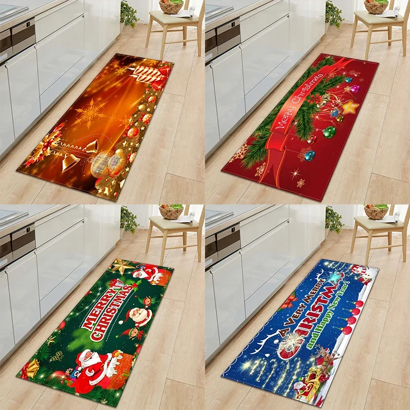 

Customizable Christmas Kitchen Carpet Home Door Mats Living Room Bedroom Corridor Bathroom Non-slip