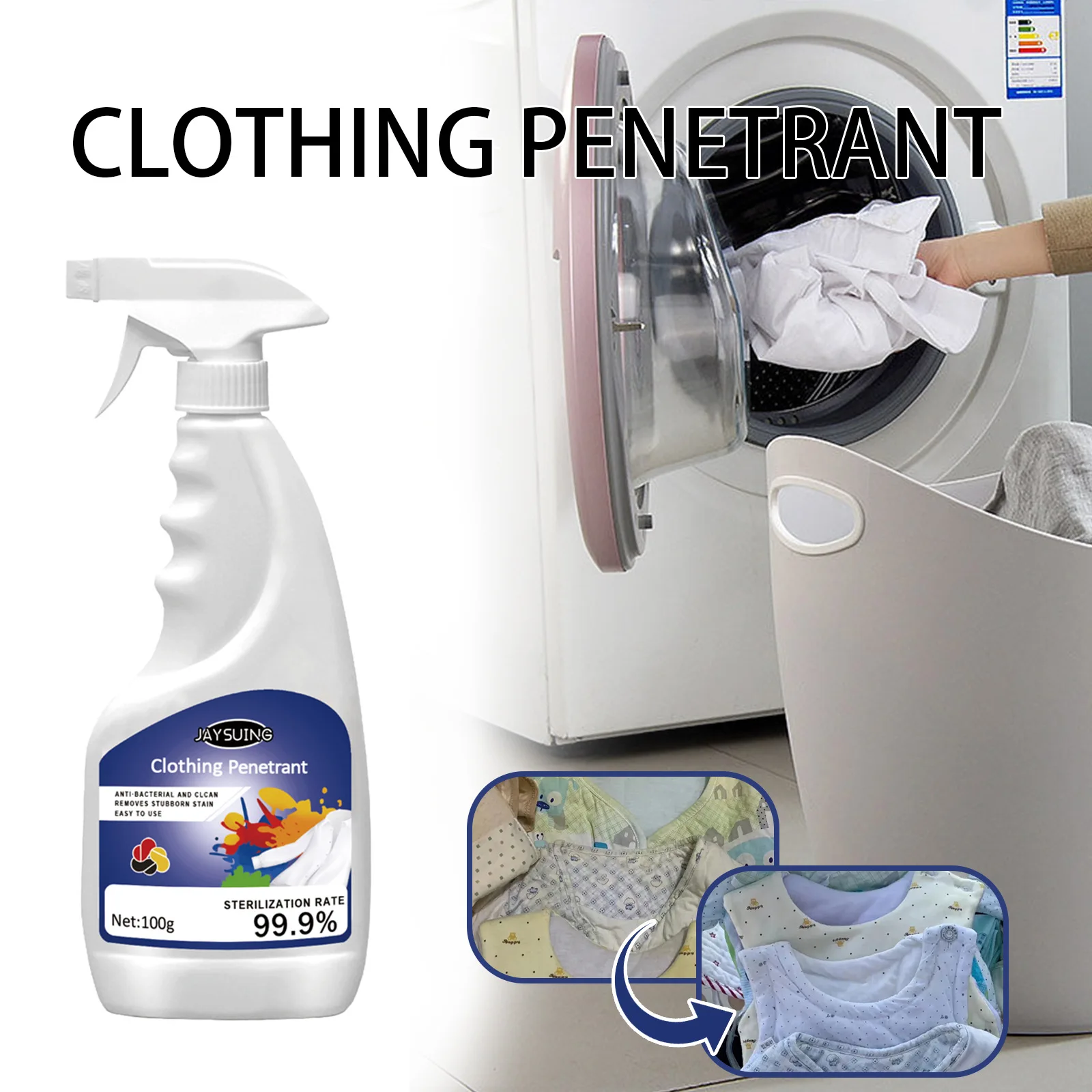 Clothes Stain Remover Strong Oil Stain Yellow Removal Dust Bleached Decontamination Multi-Effect Whiten Brighten Laundry Spray