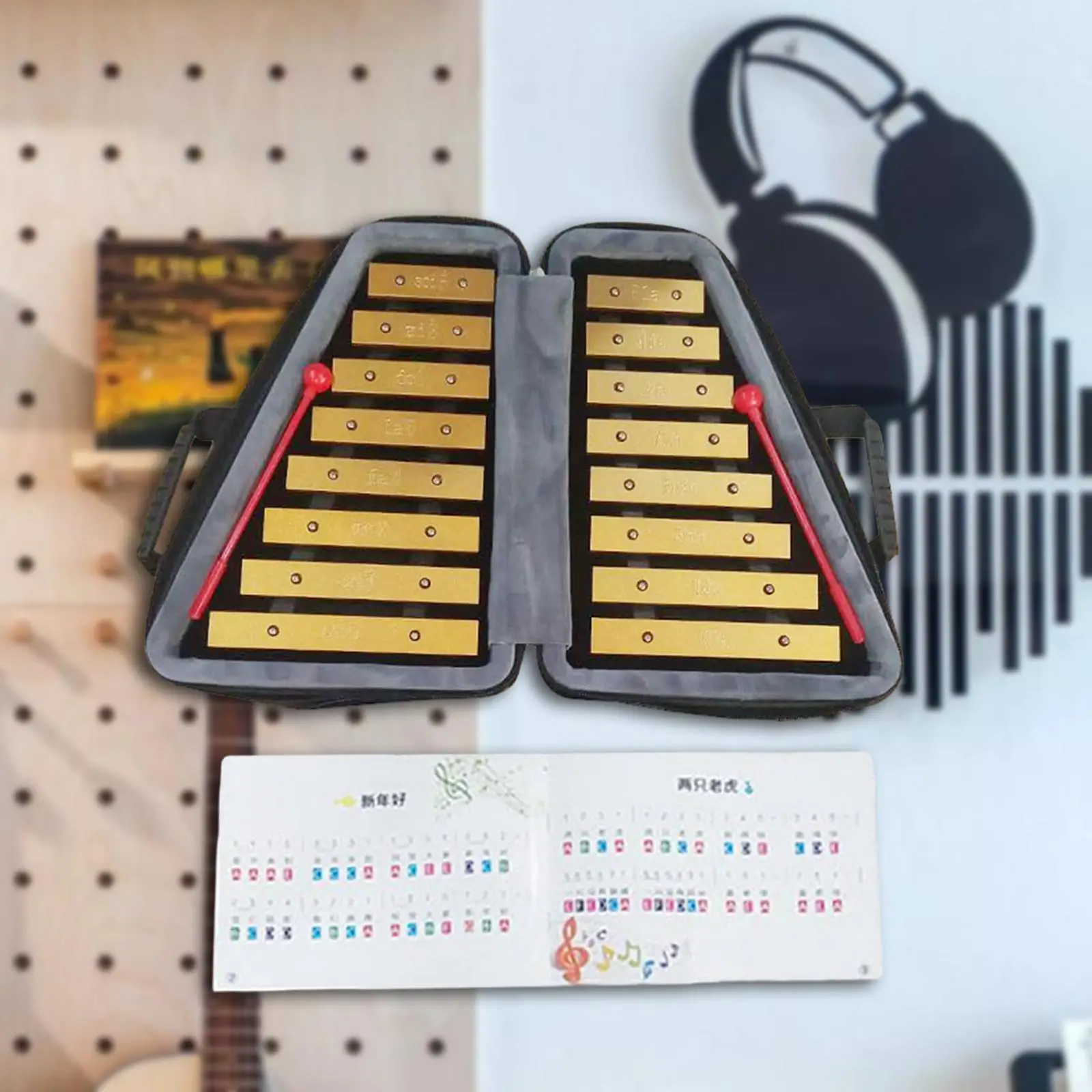 16 Note Xylophone Metal Hand Percussion Hand Knock Piano Toy for Event Concert Family Sessions Music Lessons School Orchestras