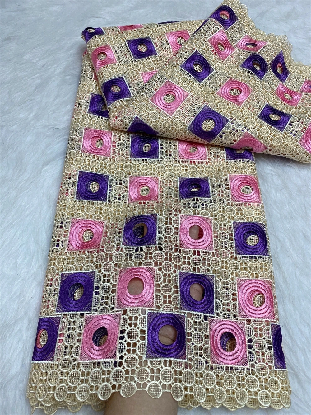 

2024 высококачественная искусственная ткань, вышивка, блестки для платья, Французская ткань из гипюра для шитья, 5 ярдов