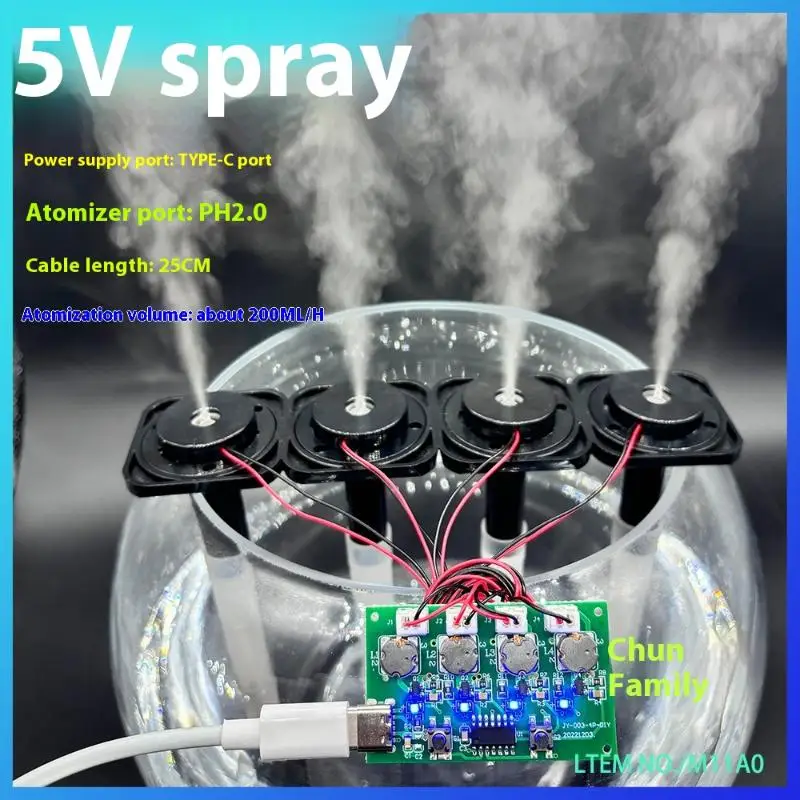 Four Spray Humidifier Type-C USB Mini Humidifier DIY Kits Mist Maker And Driver Circuit Board Atomizer Sheet With Stand 1