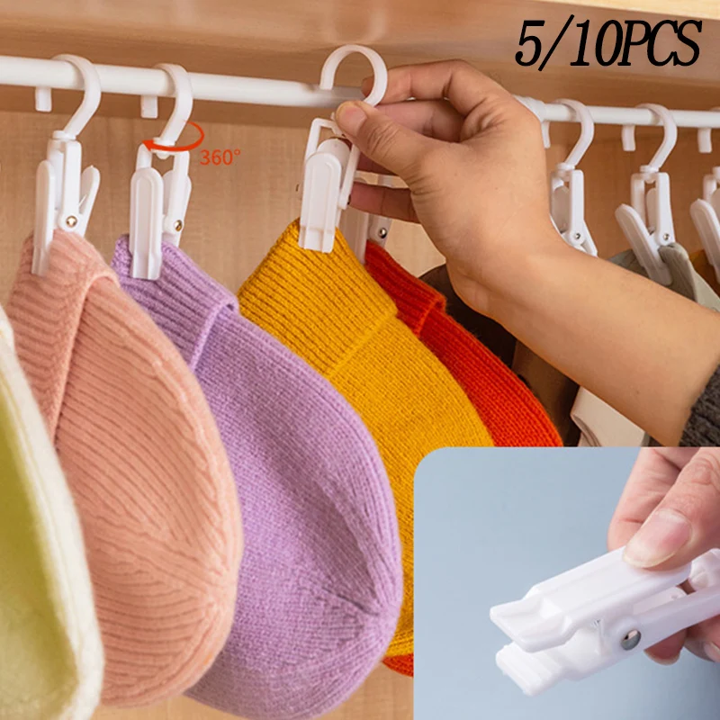 

Laundry Hook Clips Plastic 360° Rotating Hanging Clothespin Socks Hat Curtain Pegs Beach Towel Clamp Hanger Closet Organizer