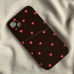 Chic Black Love Heart Graphic Silicone Phone Case - Soft Bumper Cover - iPhone 12 Pro (Style 1)