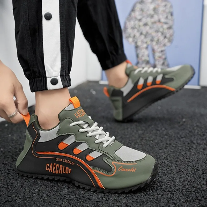 야외 여행 운동화 남자 크기 39-48 캐주얼 PU 가죽 통기성 스포츠 신발 뜨거운 판매 남성 레이스 업 부드러운 단독 Vulcanzied 신발