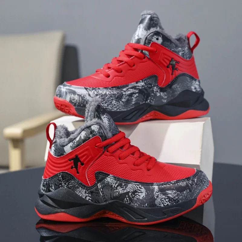 Casual Shoes Children Boots Winter Warm Children Boots Boy Plush Sneaker New Luxury High Top Casual Sports Shoes Leather Non-slip Snow Boot Boy Shoes