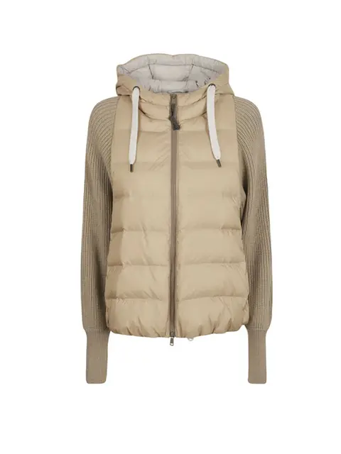 캐쥬얼 스타일 긴팔 니트 패딩 다운 재킷 칼라, 후드 및 드로스트링 여성 S 구스 코트, 가을 겨울