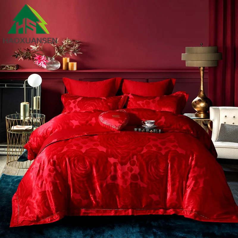 

4/6/7Pcs Bedding Set Jacquard Happy Rose Flowers Design Quilt Cover Bed Sheet Pillowcase Cushion Cover Bedspread Cotton Polyeste