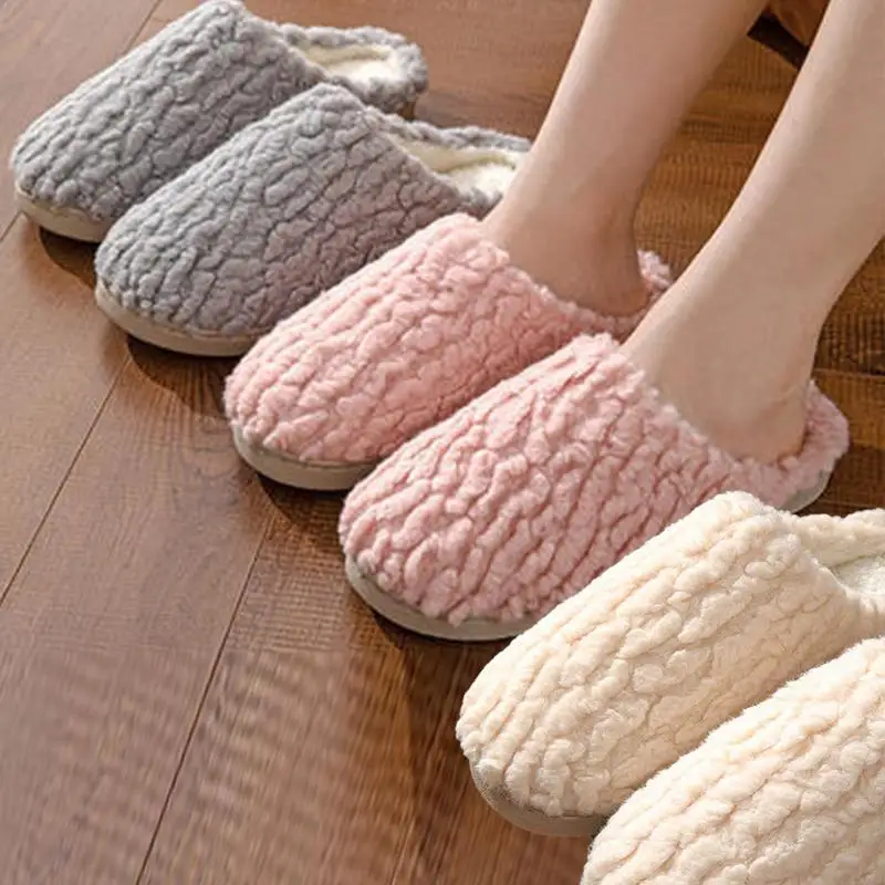 

Winter Slipper Booties For Women Durable PVC Insole Bedroom Shoes For Men And Women Anti Slip Comfy Fuzzy Womens Indoor Slippers