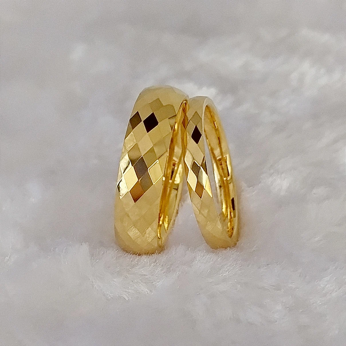 High Quality Slim Mutil-Faceted African 18k gold plated tungsten