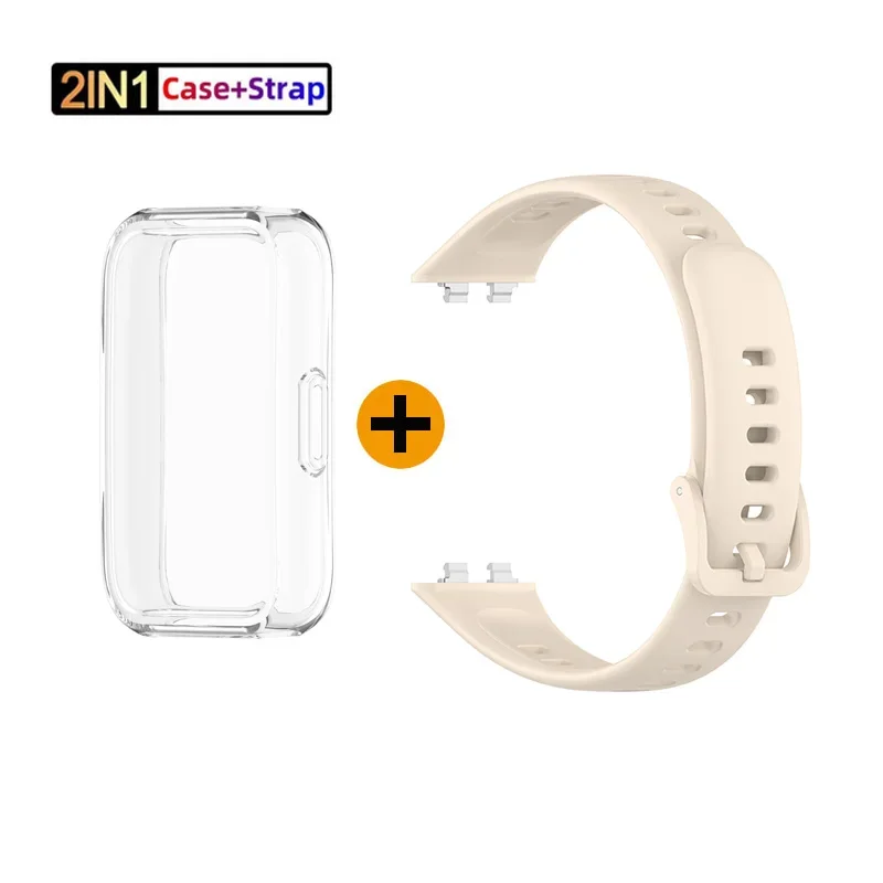 Silicone Sport Bracelet with Full Screen Protector and Strap Case Cover for Smart Band Accessories