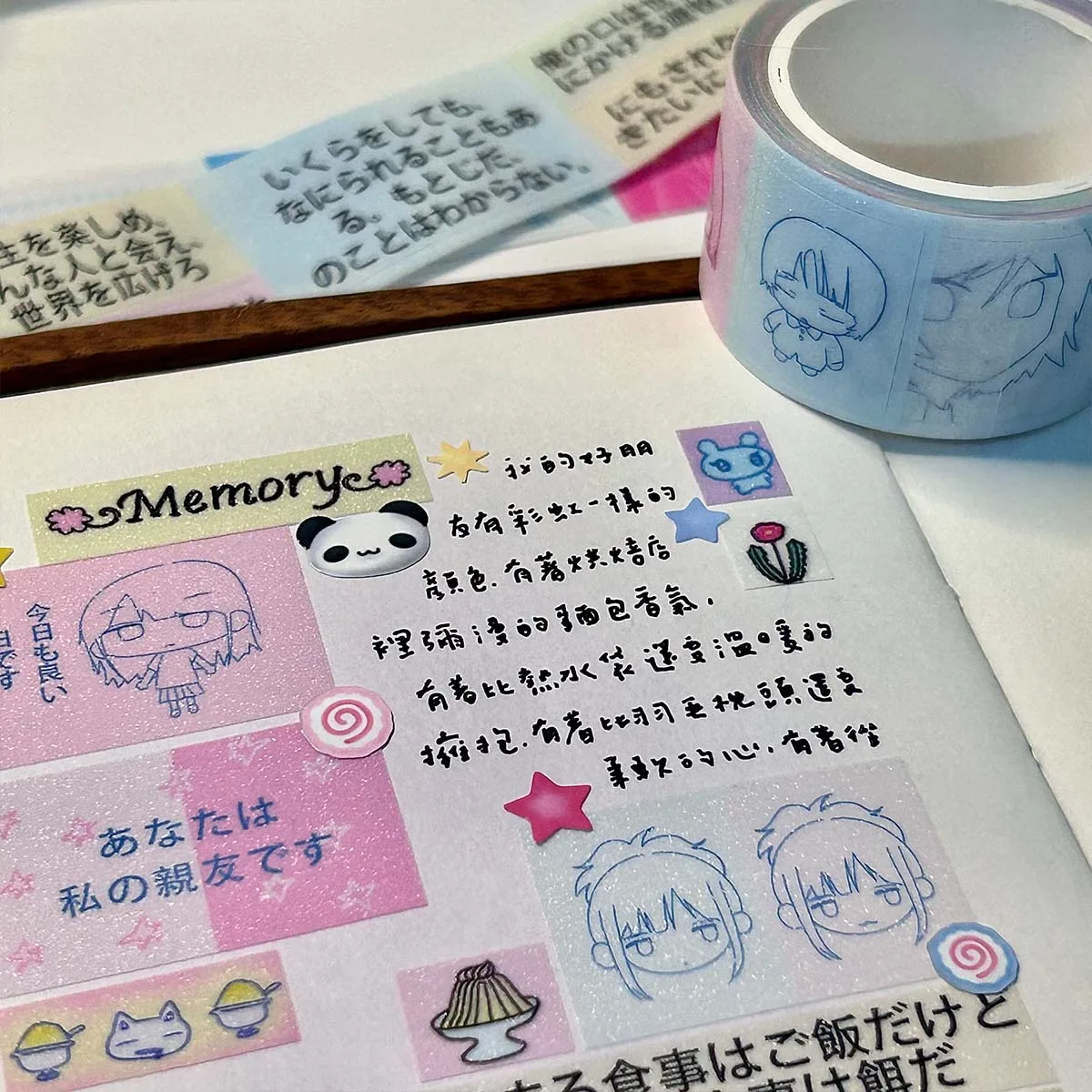 Washi Tape Kawaii Shiny PET Characters for Scrapbooking Masking Tape Arts Diy Crafts Journal Planner