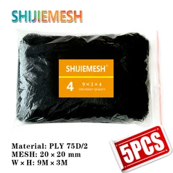 Hole Orchard Garden 9 x 3M 20mm Polyester 75D/2 Knotted 4 Pockets Anti Bird Mist Net 5pcs