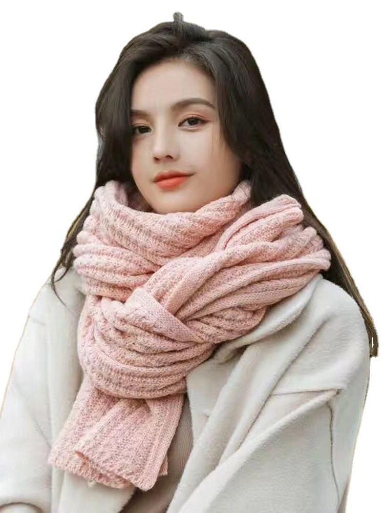 

Knit Thread Solid Color Fashion Versatile Elegance Comfortable Women New Autumn Scarf Winter Thickened Warm Collar Long Shawl