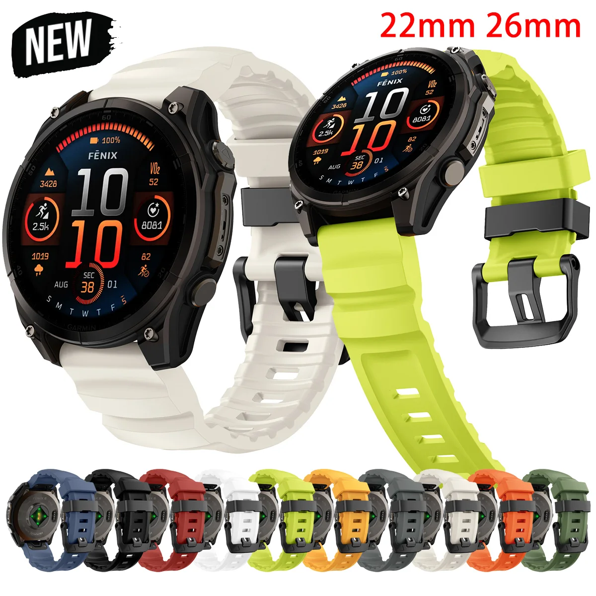 Durable Soft Silicone Sport Strap - 22mm/26mm - Men's Edition
