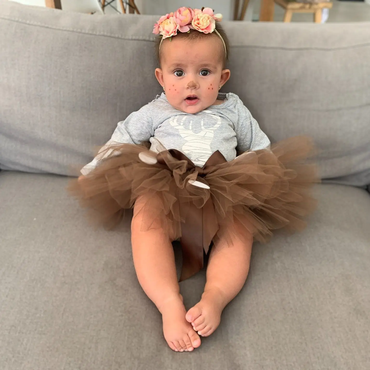 Animal Tutu Skirt Outfit Brown Girls Deer Tutu Skirt Fluffy Baby Girl Party Dance Tutu Skirts For Kids Halloween Christmas Elk Reindeer Costume