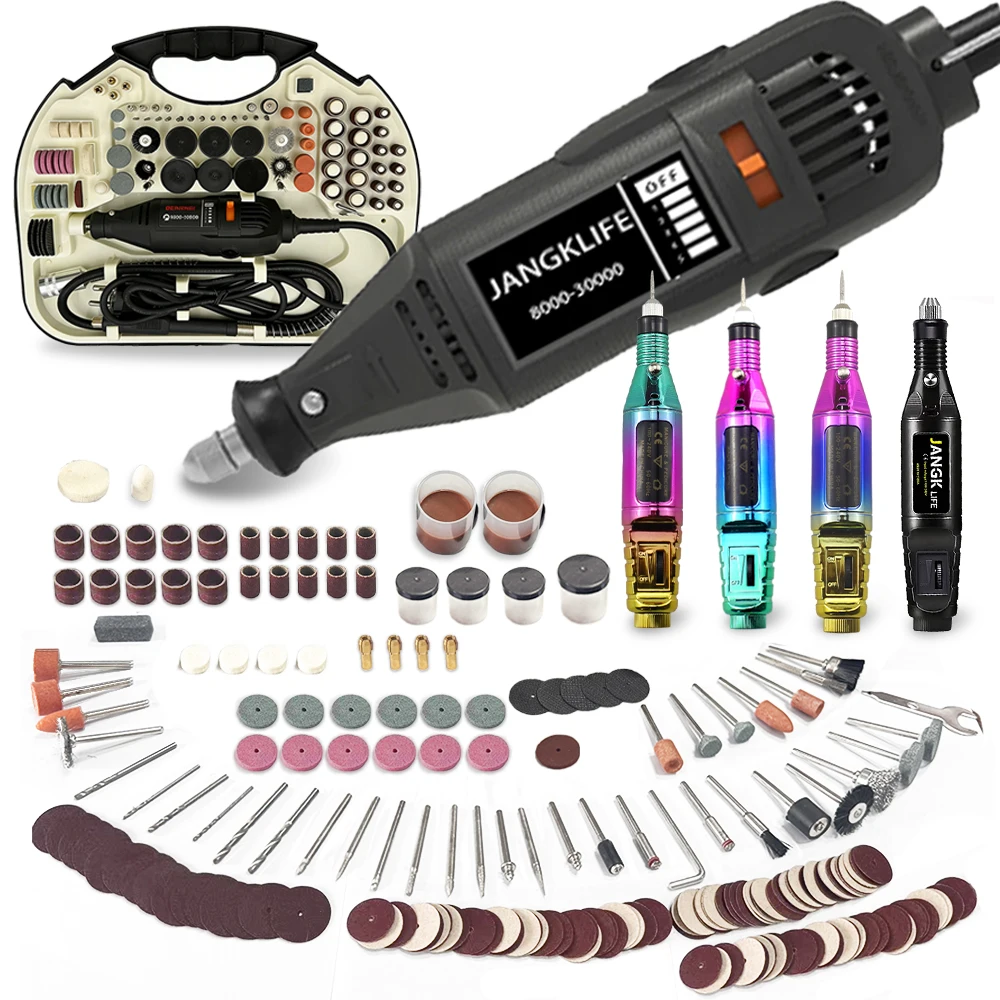 JANGKLIFE Rotary Tool Kit Electric Grinder, 211PCS High Power Multi Function Tool for Cutting Polishing Drilling Engraving 110 220V