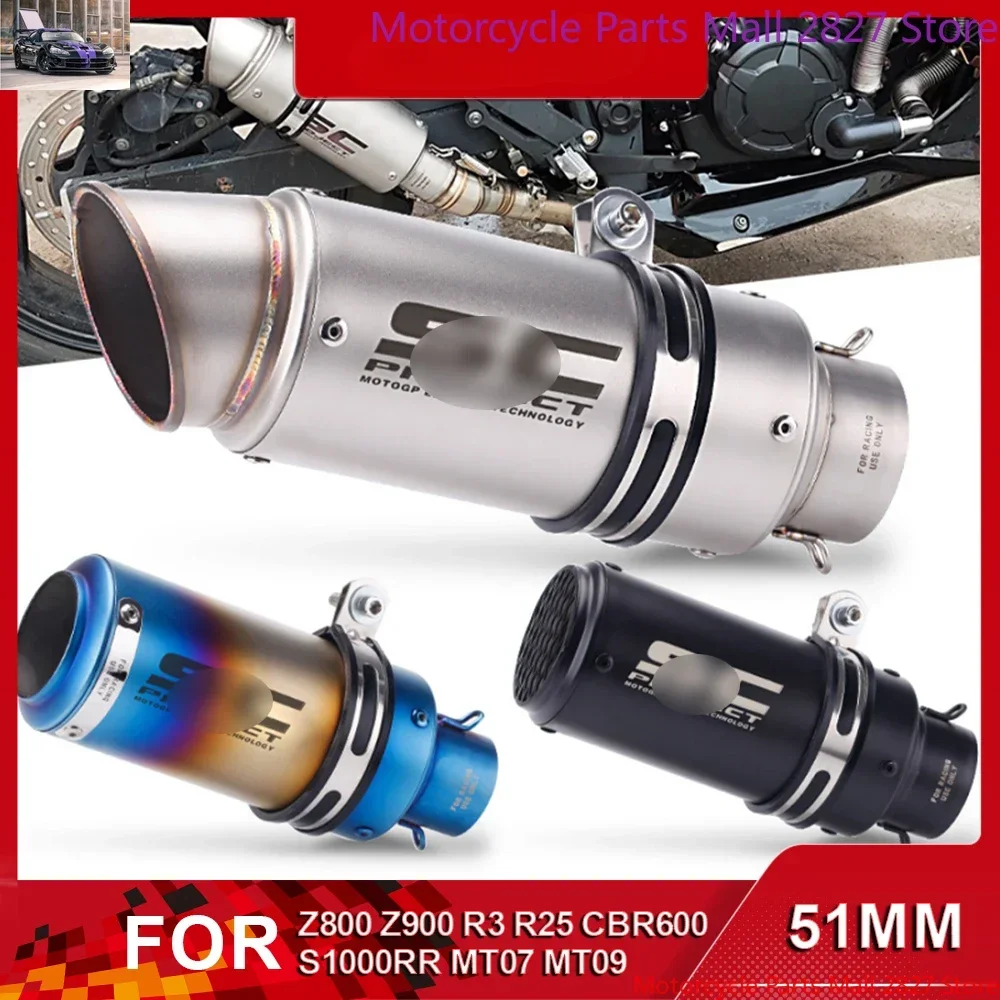 Motorcycle Exhaust Muffler 51mm Universal SC Motorcycle Exhaust Pipes Muffler Silencer Steel With DB Killer For Z800 Z900 R3 R25 CBR600 S1000RR MT07 MT09