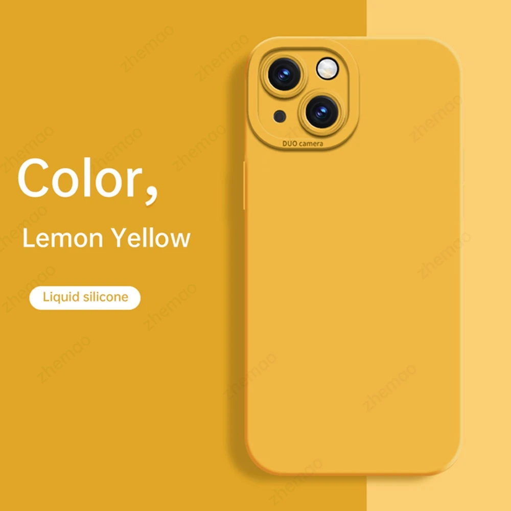 thumbnail image 1 of Funda cuadrada de silicona líquida para teléfono móvil, carcasa suave a prueba de golpes para iPhone 14, 13, 12 Mini, 11 Pro, XS Max, X, XR, 7, 8, 6, 6s Plus, SE2, 1 of 5