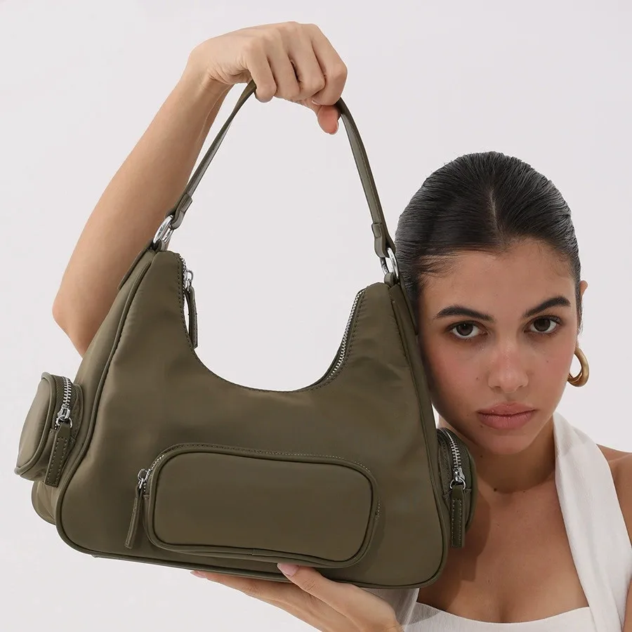 Vintage Y2K Underarm Bag Designer Women Handbags Luxury Soft oxford Hobos Shoulder Crossbody Bags Retro Punk Motorcycle Bag